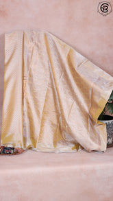 Light Gold Diamond Zari Pure Kanchipuram Tissue Silk Saree